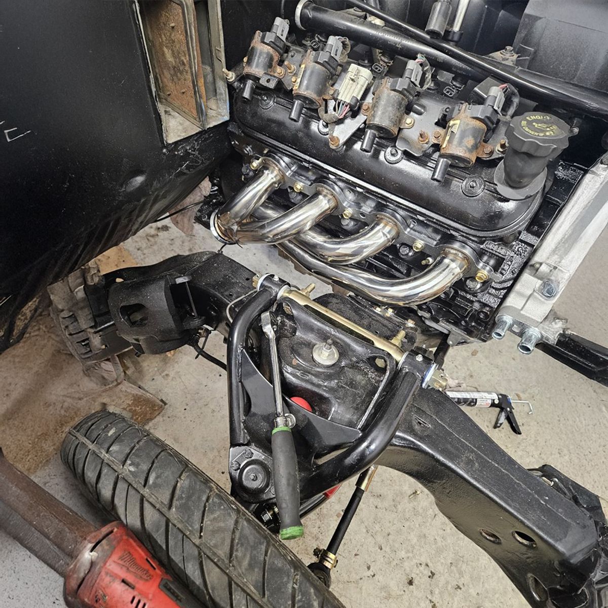 LS Swap Header CNC Flange Thick Deck Port Matched to LS Series Cylinder Head Showing Precision Surface Exhaust Manifold