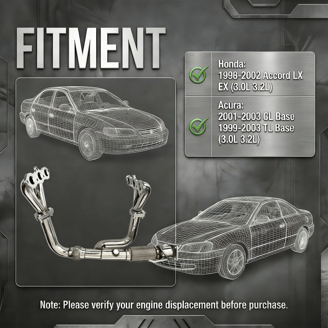 Honda Accord Headers Side View 4-2-1 Primary Tube Design Equal Length Layout for F23 Engine
