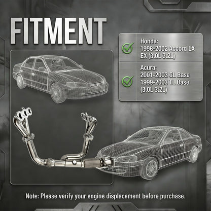 Honda Accord Headers Side View 4-2-1 Primary Tube Design Equal Length Layout for F23 Engine