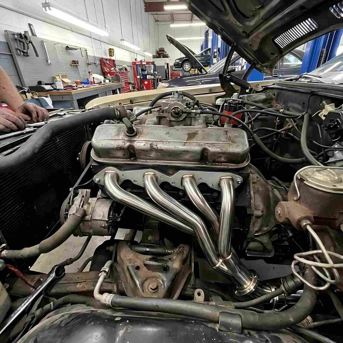 Chevy Big Block 396 402 427 454 Headers Fitment Chart Showing 1965-1975 Mark IV Engine Compatibility Exhaust Manifold