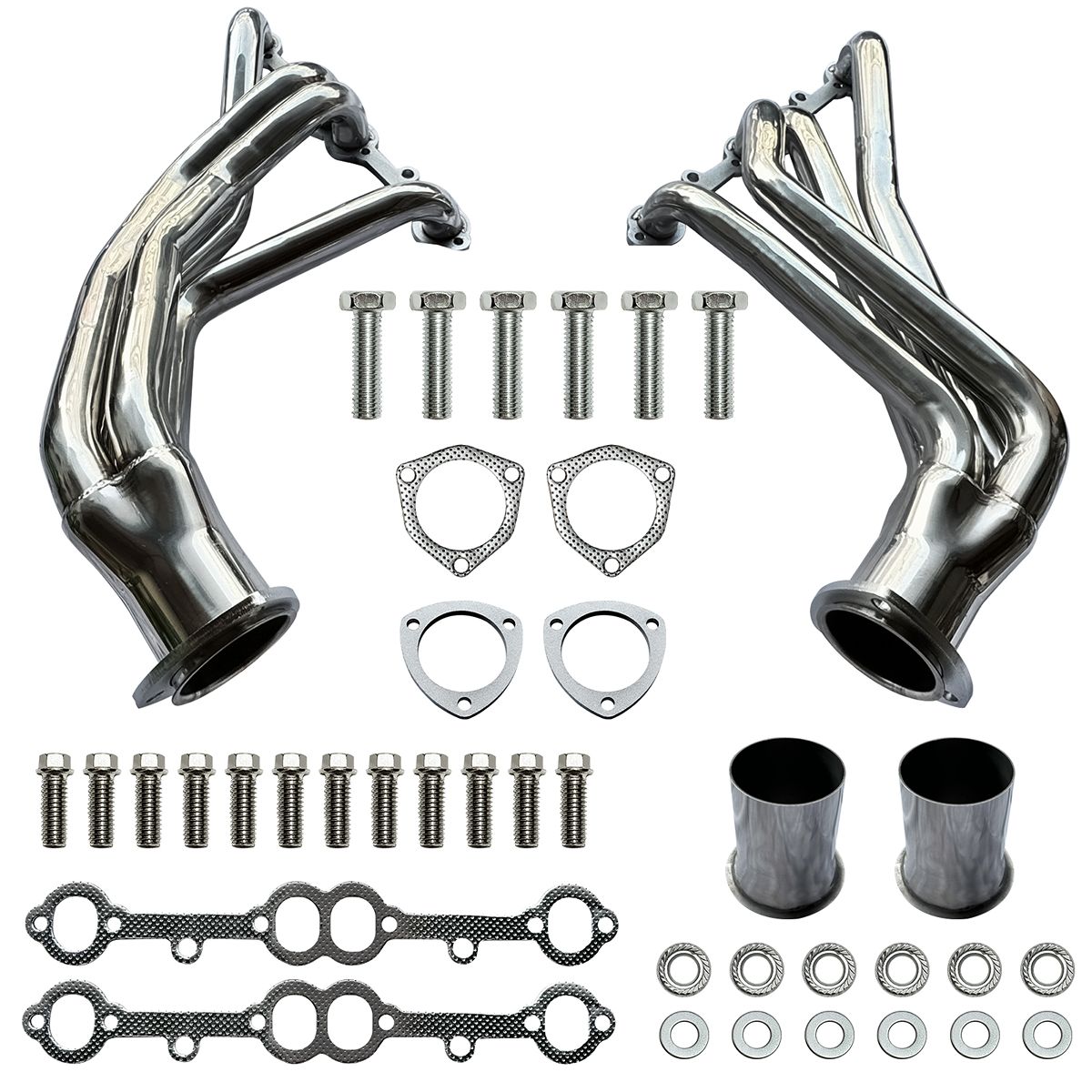 Chevy Blazer Long Tube Headers T304 Stainless Steel Surface Close-Up Showing Weld Quality and Corrosion Resistance for Small Block V8