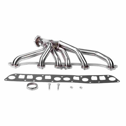 AMVirtuo Polished Stainless Steel Exhaust Headers for 1991-1999 Jeep Wrangler Cherokee Grand Cherokee 4.0L Direct Bolt-On Replacement