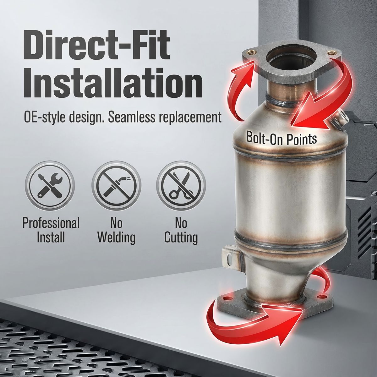Chevy Cruze Sonic Catalytic Converter Easy Direct Bolt-On Installation with All Hardware for 1.4T 1.8L Exhaust