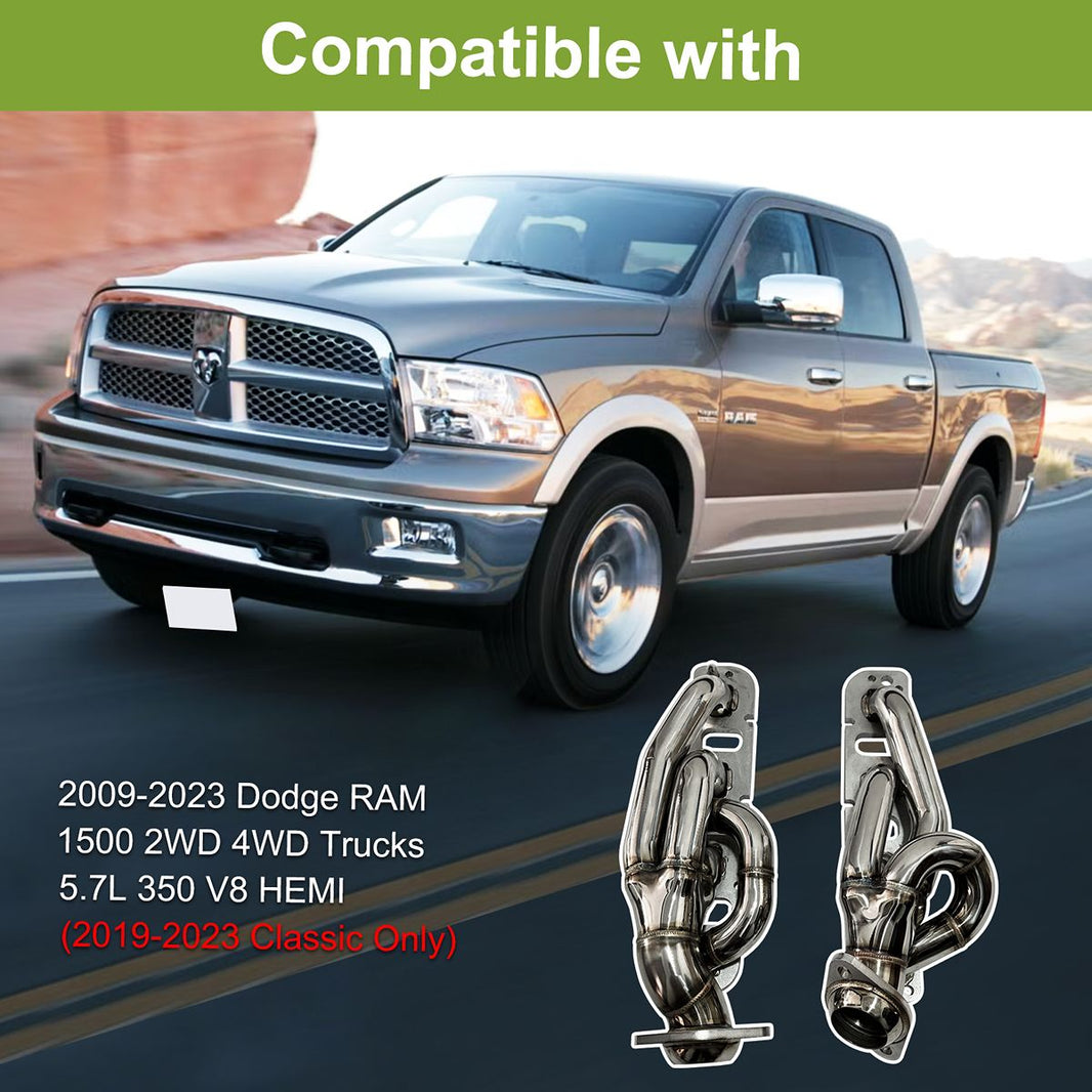 Dodge Ram HEMI Headers Fitment Chart 2009-2023 Dodge RAM; (2019-2023 Classic Only)