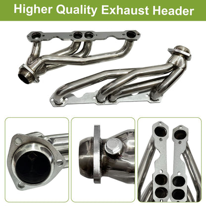 SBC Shorty Headers Primary Tube Layout Engine Bay Clearance for 1988-1995 Chevy GMC C1500 K1500 305 350 Exhaust Manifold