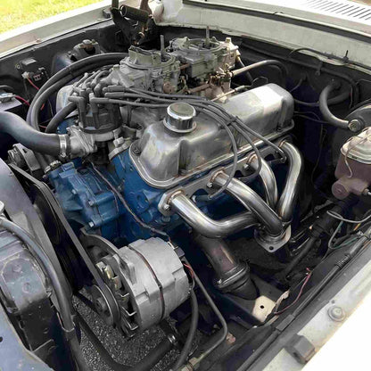Ford Fairlane 289 302 Headers Underside View Showing Primary Tube Route Under Engine
