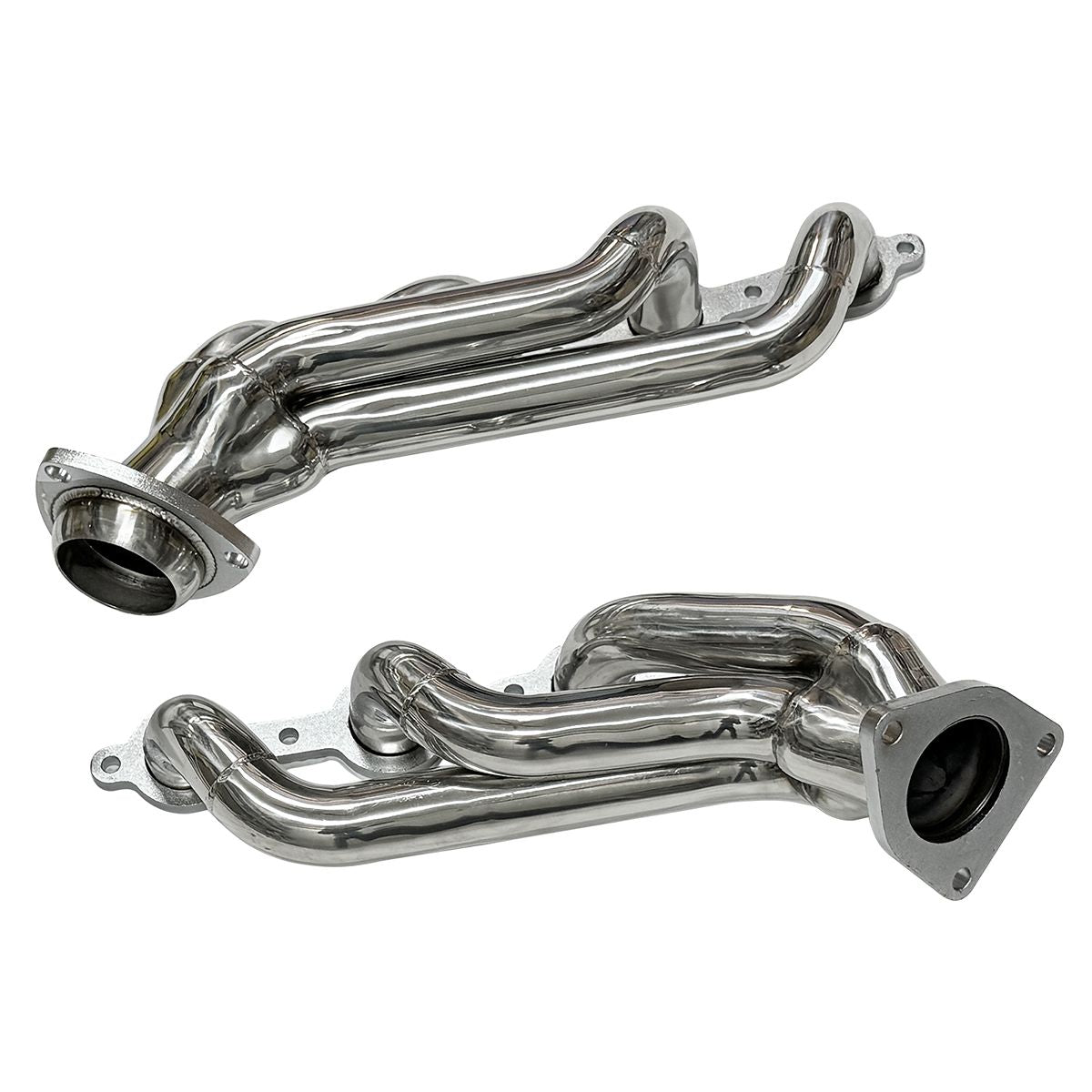 Silverado 5.3L Headers Side Profile View Showing Primary Tube Routing and Collector Merge for Chevy 1500 2500HD Exhaust Manifold