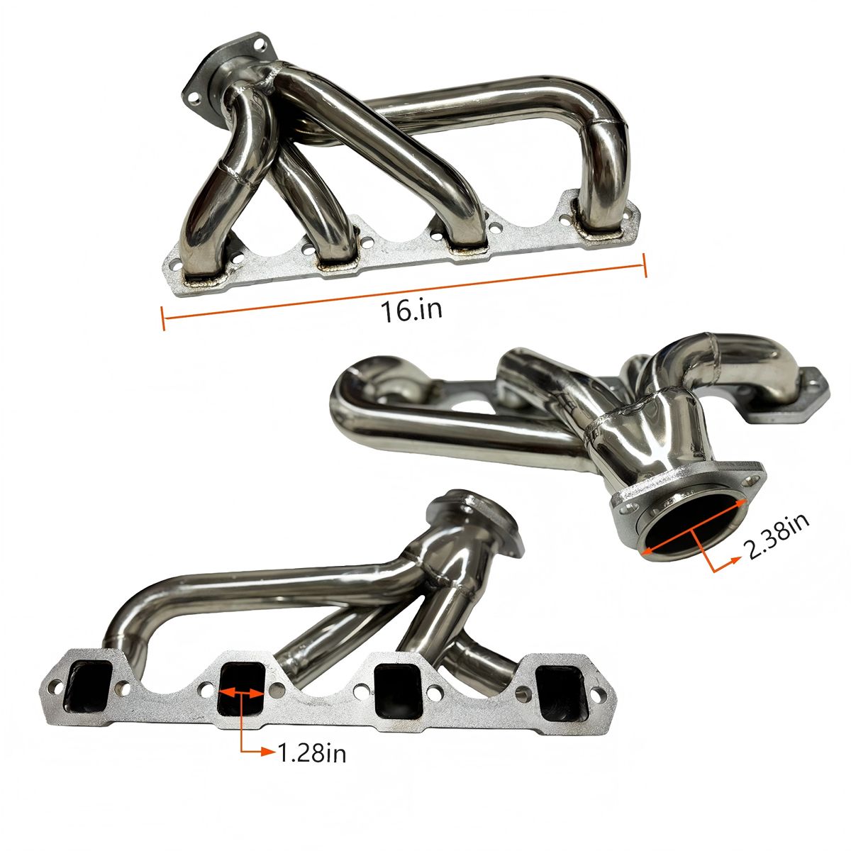 Ford Fairlane Header CNC Machined Flange Thick Deck Port Matched to 289 302 Cylinder Head Pattern