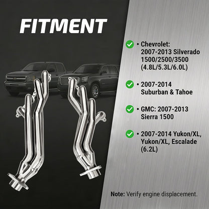 Silverado Long Tube Headers Fitment Chart 2007-2013 Silverado; 2007-2014; GMC: 2007-2013