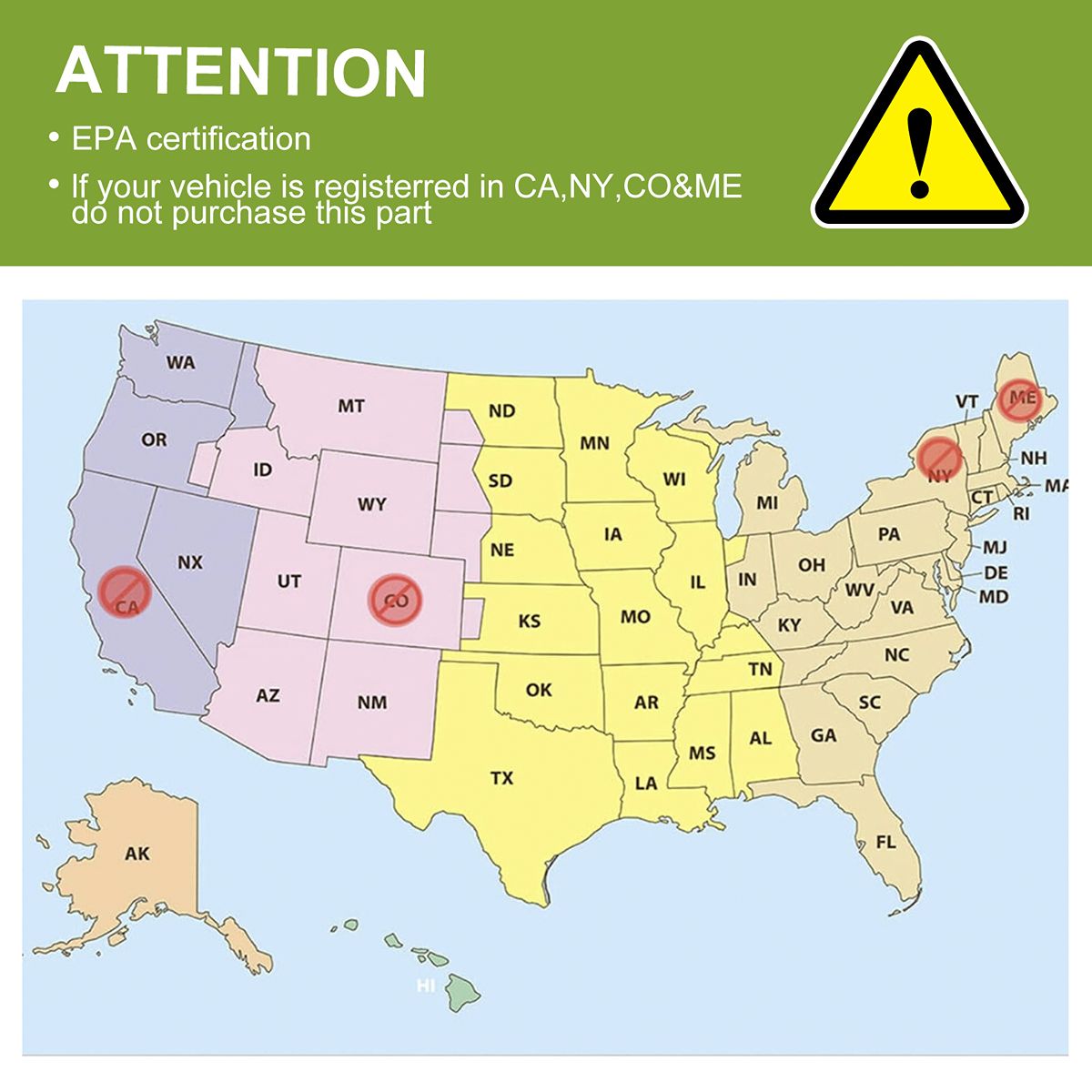 Silverado Catalytic Converter EPA Certification Warning Label Showing California New York Compliance for 1999-2006 Chevy Direct Fit