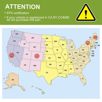 Silverado Catalytic Converter EPA Certification Warning Label Showing California New York Compliance for 1999-2006 Chevy Direct Fit
