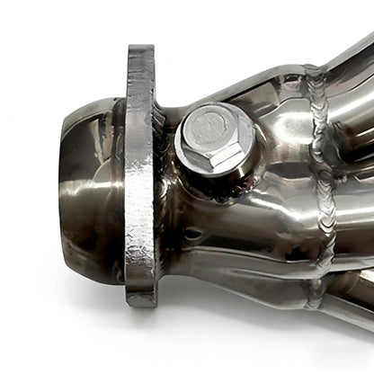 Small Block Chevy Headers Rear Collector View 3-Inch Outlet Merge Point Detail