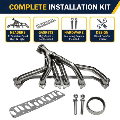 Jeep Wrangler TJ Headers Vehicle Compatibility Guide Showing Fitment for 1991-1999 Wrangler Cherokee Grand Cherokee 4.0L Exhaust