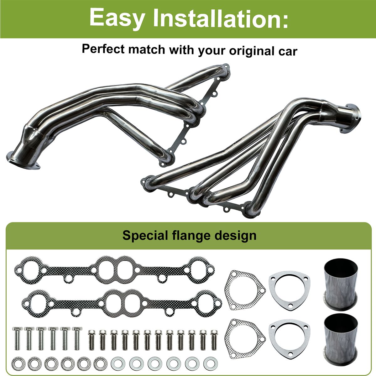 Chevy Blazer Long Tube Headers Special Flange Design Showing Port Match Surface for 1966-1987 Small Block V8 Exhaust