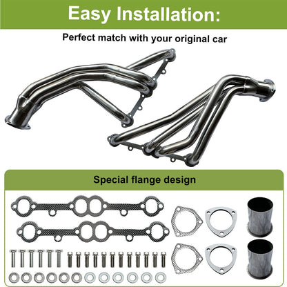Chevy Blazer Long Tube Headers Special Flange Design Showing Port Match Surface for 1966-1987 Small Block V8 Exhaust