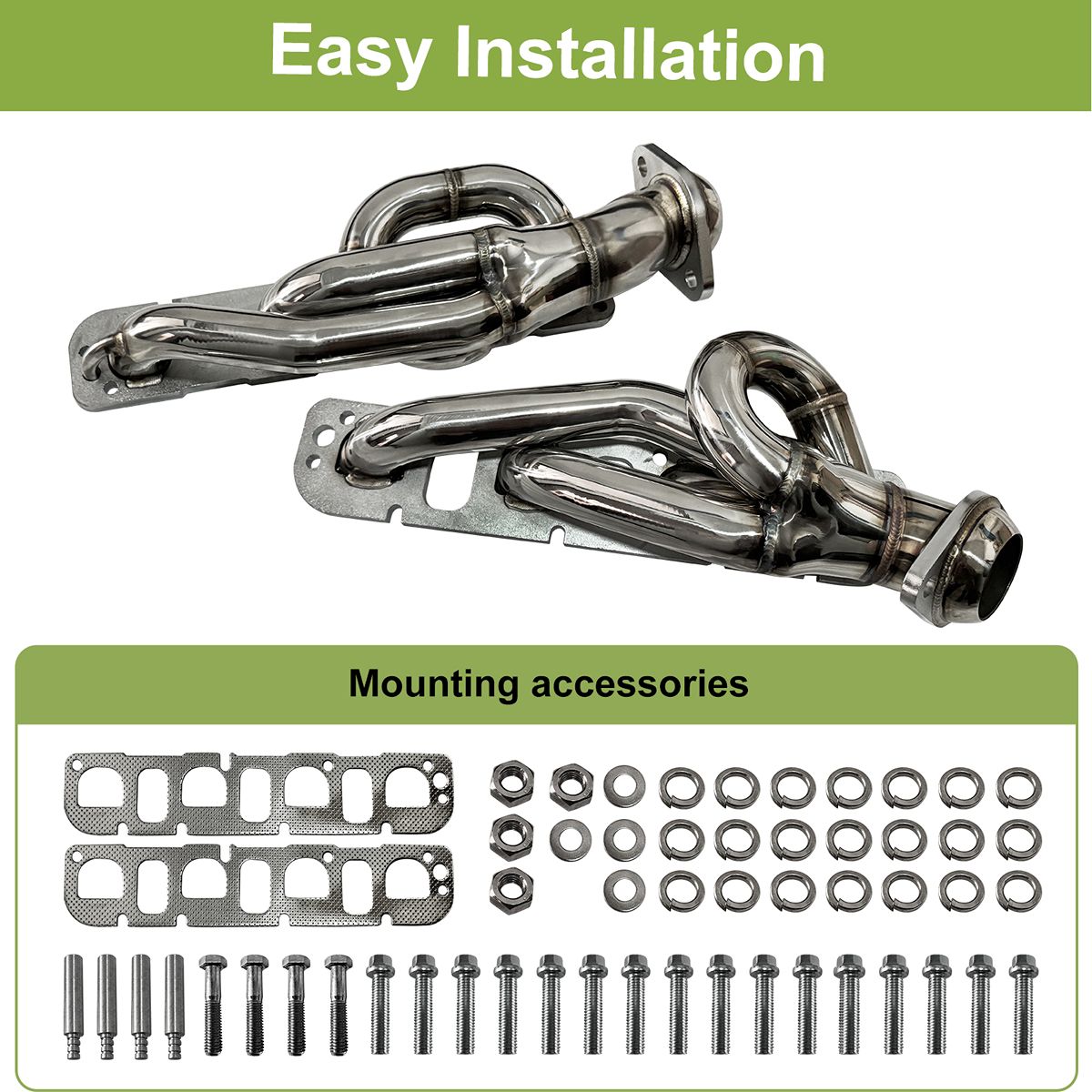 Dodge Ram HEMI 5.7L Headers Direct Bolt-On Installation All Hardware Gaskets Bolts Included 2009-2023 Exhaust