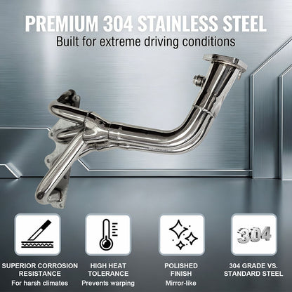 Geo Tracker Suzuki Header Polished T304 Stainless Steel Body Showing Corrosion Resistant Finish for 1.3L 1.6L Exhaust Manifold