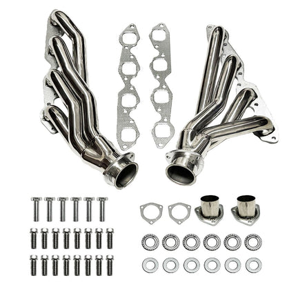 Chevy Big Block Shorty Headers Exhaust Pipe Connection Showing 3 Inch Collector Outlet for 396 454 Mark IV Engine