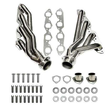 Chevy Big Block Shorty Headers Exhaust Pipe Connection Showing 3 Inch Collector Outlet for 396 454 Mark IV Engine