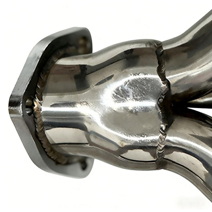 SBC Block Hugger Headers Alternate Angle Showing Compact Tube Route Under Chassis Rails