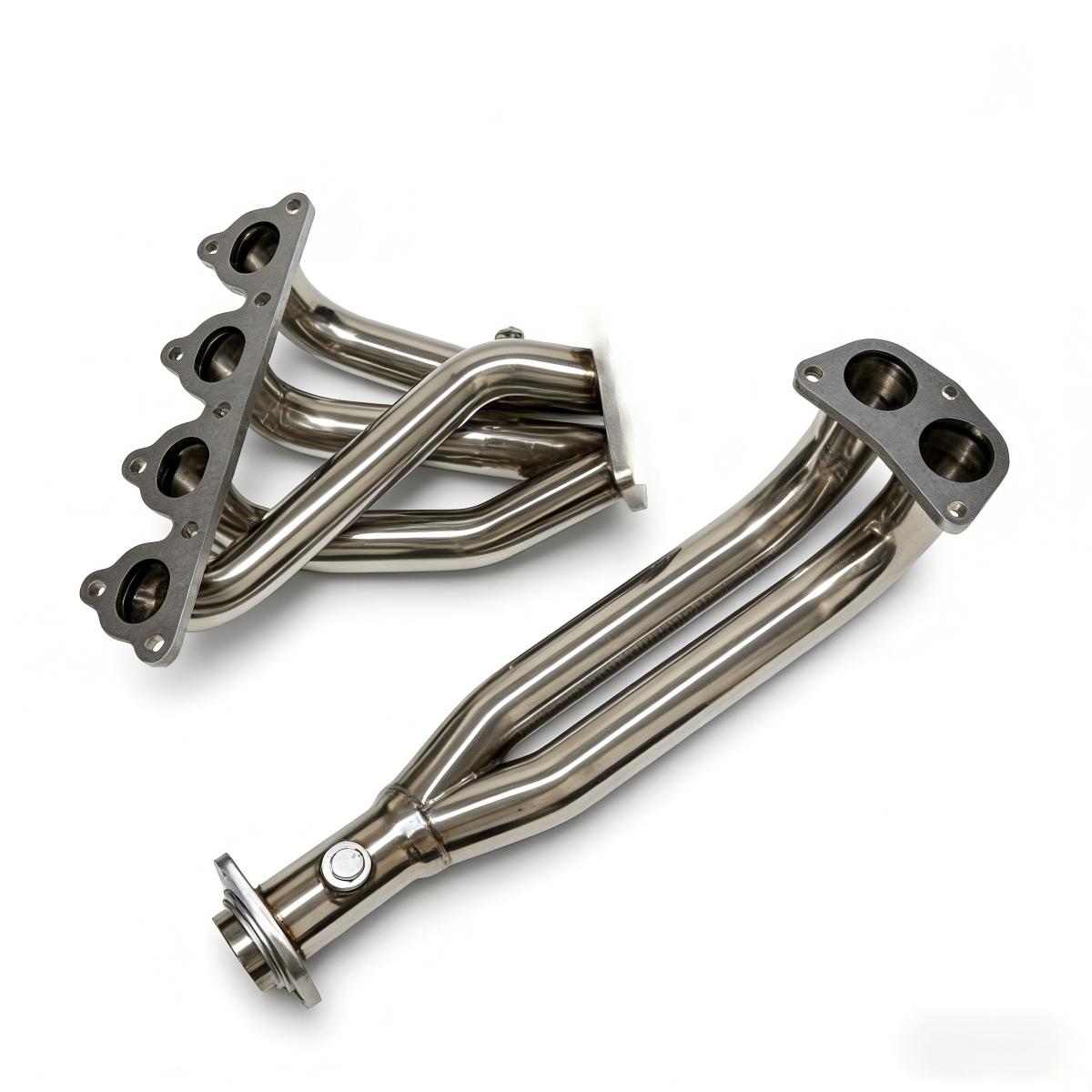 Honda Civic D-Series Headers Rear View Showing Collector Outlet O2 Sensor Bung Thread Position for D15 D16 SOHC