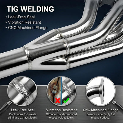Honda Civic D-Series Headers TIG Welded Joint and CNC Machined Flange Showing 4-2-1 Tube Quality for D15 D16 Exhaust