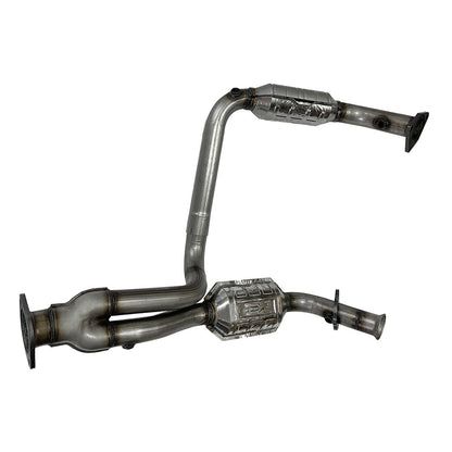 Silverado Catalytic Converter Complete Unit Front and Rear View Showing Heat Shield and O2 Sensor Port for 1999-2006 Chevy Direct Fit