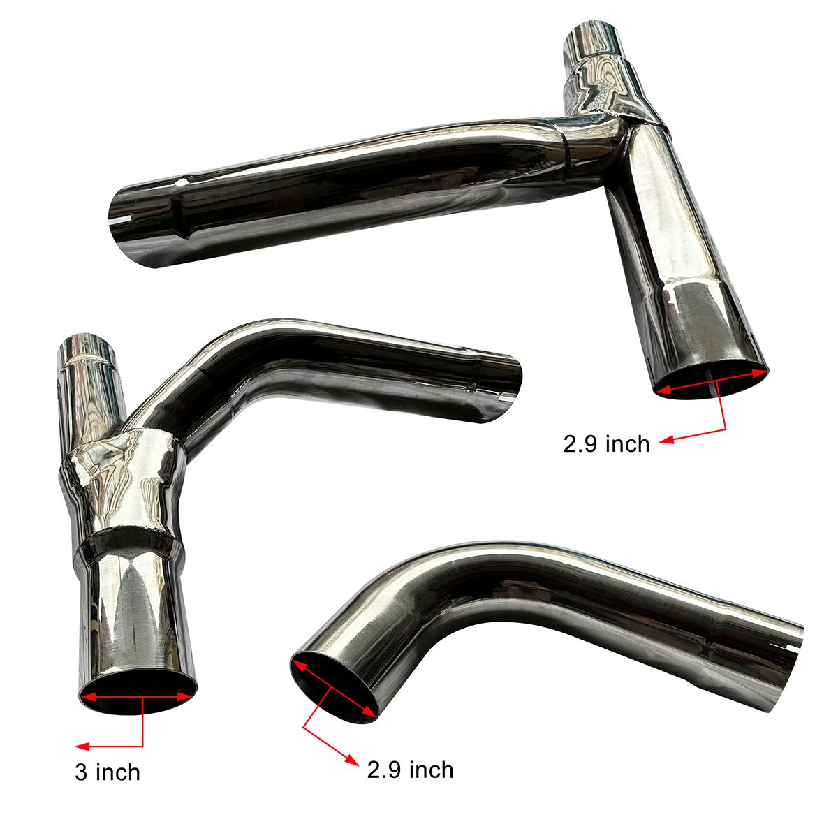 Silverado Y-Pipe Headers Band Clamp Connection Detail Showing 2.9in Pipe Joint Secure Method for Chevy GMC V8 Exhaust