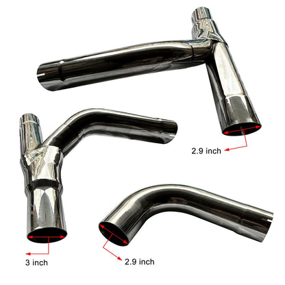 Silverado Y-Pipe Headers Band Clamp Connection Detail Showing 2.9in Pipe Joint Secure Method for Chevy GMC V8 Exhaust