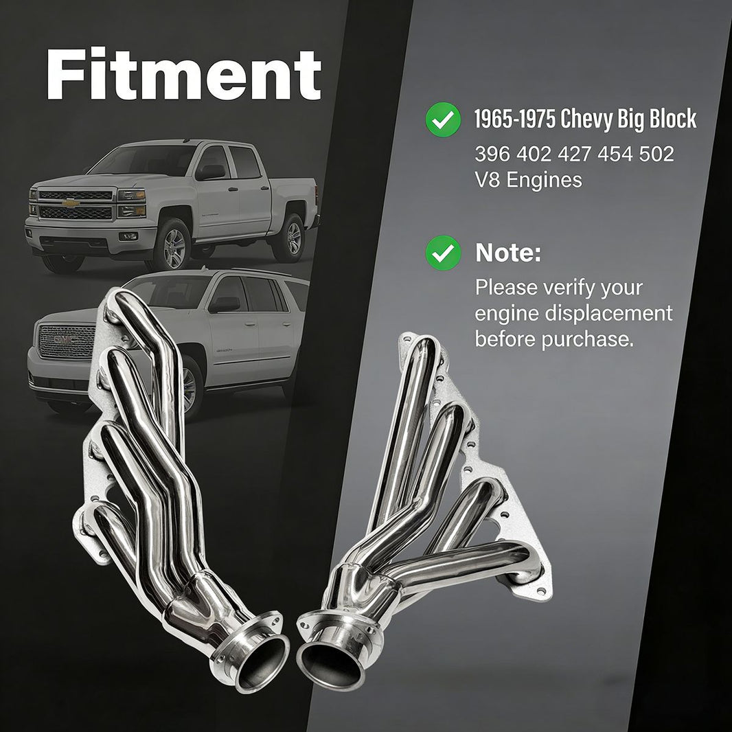 Chevy Big Block Shorty Headers Fitment Chart 1965-1975 Chevy Big Block