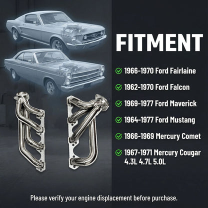Ford Mustang Shorty Headers Fitment Chart 1966-1970 Ford Fairlane; 1962-1970 Ford Ranchero 289 302