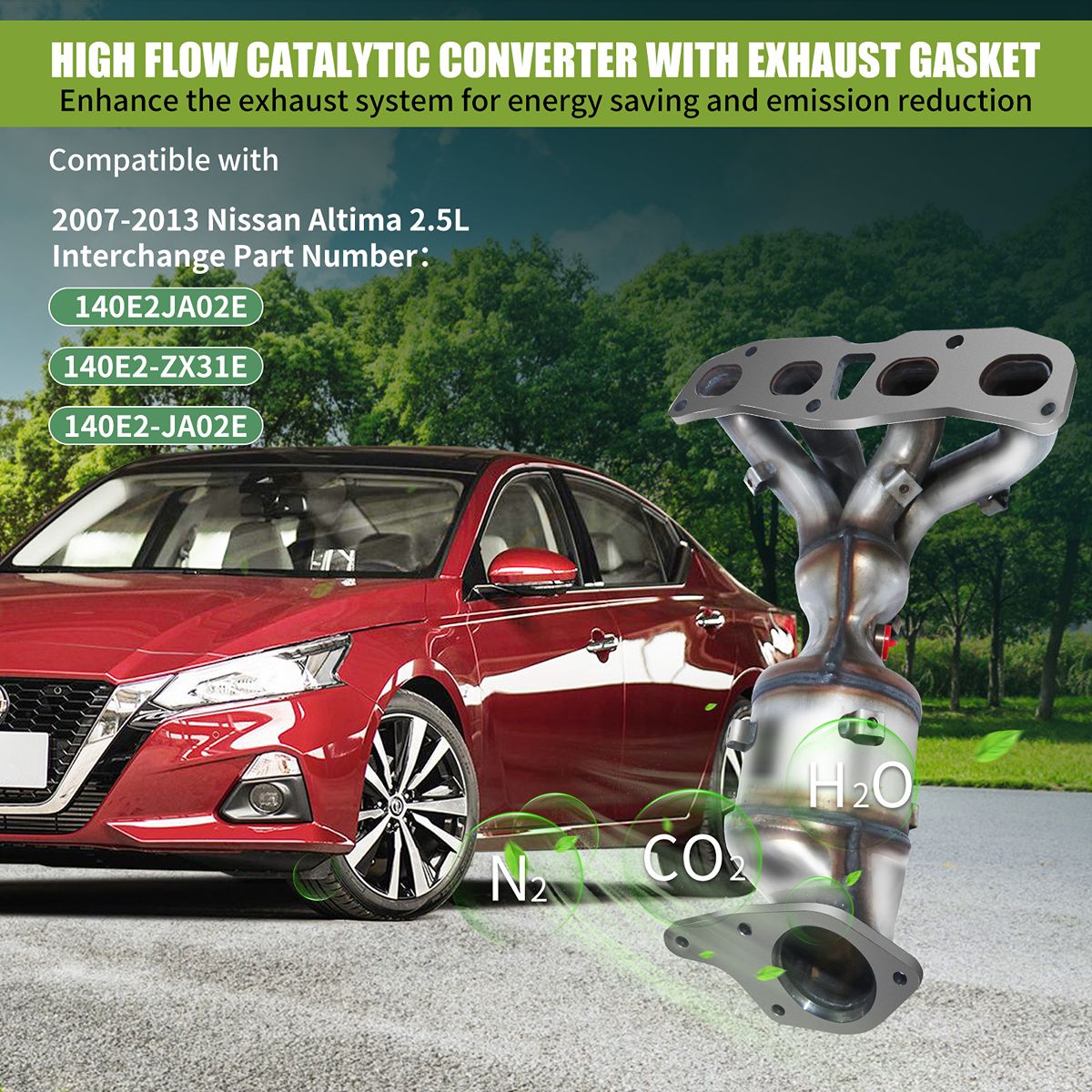 Nissan Altima Catalytic Converter Inlet Manifold Flange Connection Showing Direct Fit Bolt Pattern for 2007-2013 2.5L