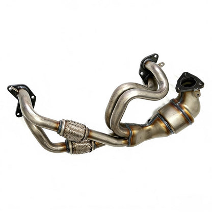 Subaru Catalytic Converter Side Profile View Showing Inlet Outlet Configuration for 2006-2012 Forester Impreza Legacy Outback 2.5L