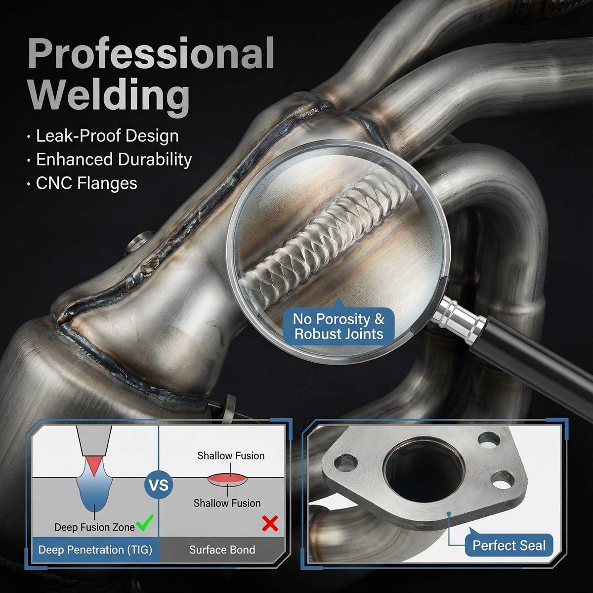 Subaru Catalytic Converter TIG Welded Seam and CNC Machined Flange Showing Precision Quality for 2006-2012 2.5L