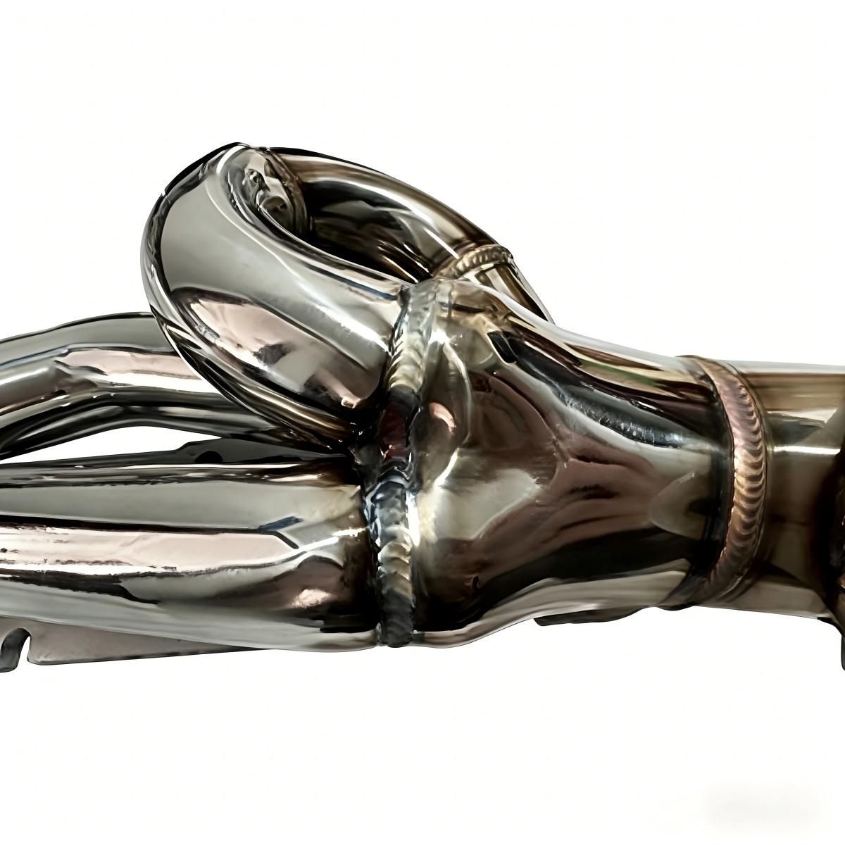Dodge Ram HEMI 5.7L Headers Angled View Showing Tube Layout and Y-Pipe Connection for 2009-2023 Truck Exhaust Manifold