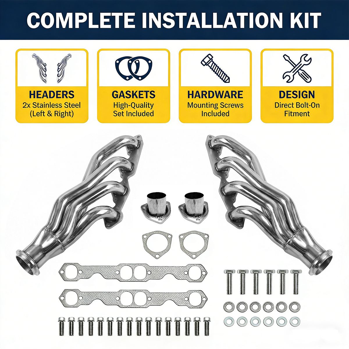 Chevy Big Block Shorty Headers Installation Hardware Kit Gaskets